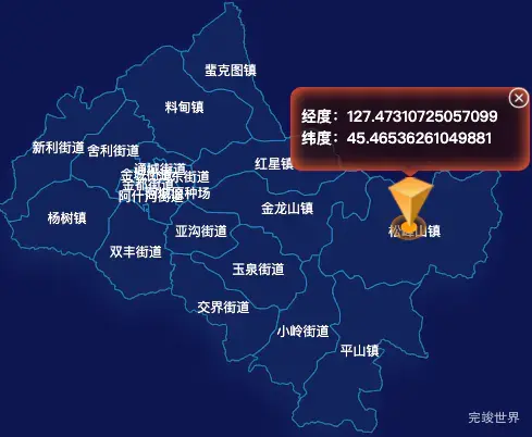 echarts哈尔滨市阿城区geoJson地图根据经纬度显示自定义html弹窗